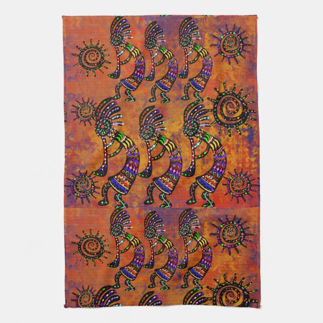 Kokopelli Kunst Küchenhandtuch Geschirrtuch (Vertikal)