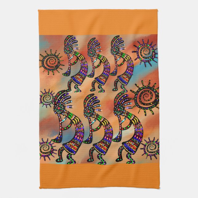 Kokopelli Kunst Küchenhandtuch Geschirrtuch (Vertikal)