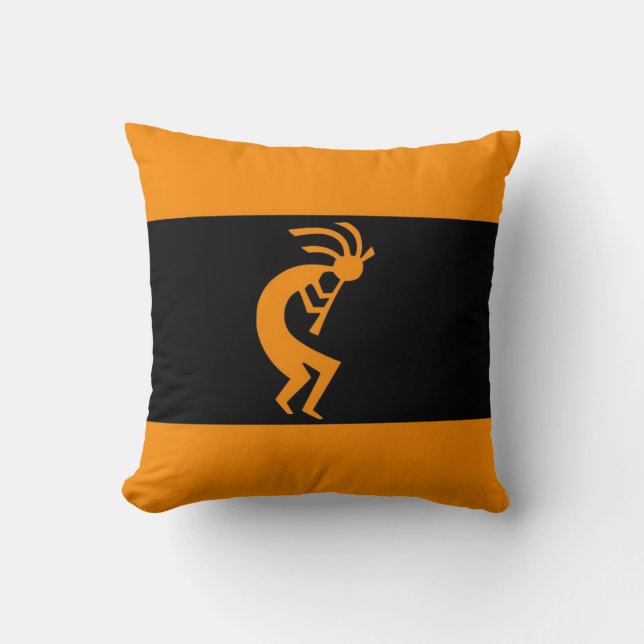 Kokopelli lang Orange Kissen (Vorderseite)