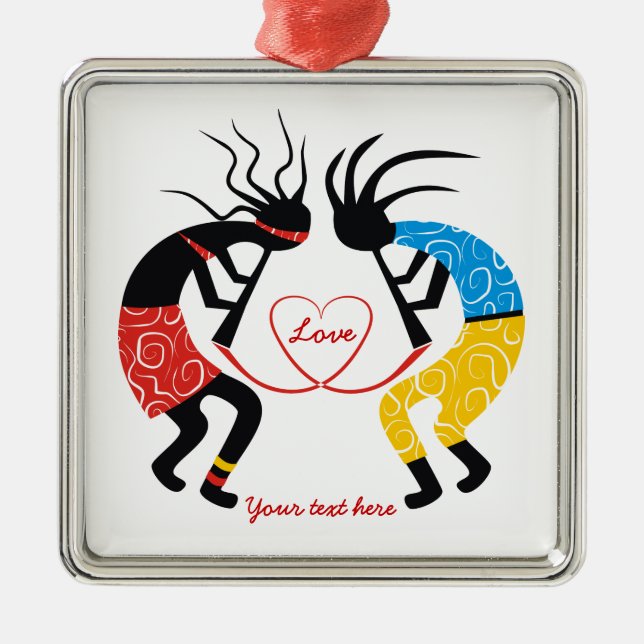 Kokopelli-Liebe Silbernes Ornament (Vorne)