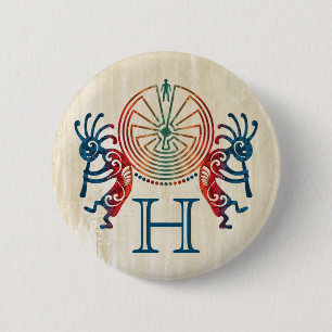 KOKOPELLI / MAN IN DER MAZE + Ihr Monogramm Button