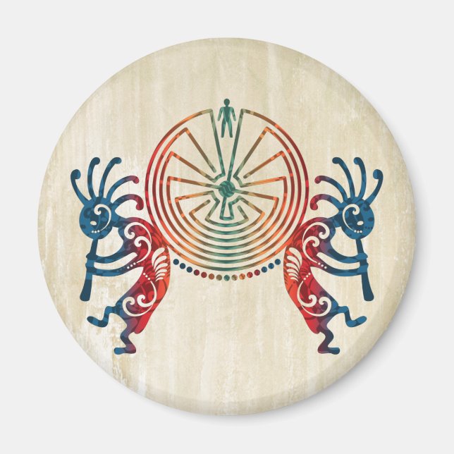 KOKOPELLI / MAN IN DER MAZE + Ihre Ideen Magnet (Vorne)
