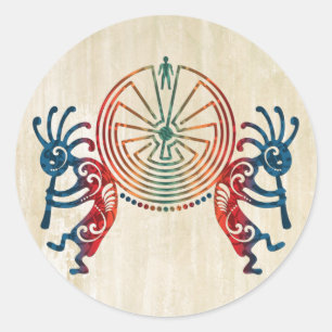 KOKOPELLI / MAN IN DER MAZE + Ihre Ideen Runder Aufkleber