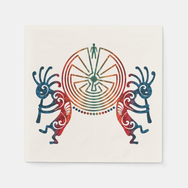 KOKOPELLI / MAN IN DER MAZE + Ihre Ideen Serviette (Vorderseite)