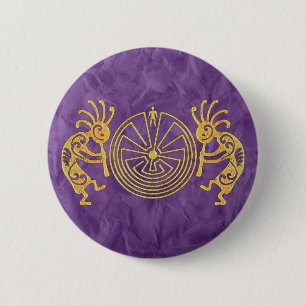 KOKOPELLI / MAN IN MAZE Gold + Ihre Ideen Button