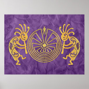 KOKOPELLI / MAN IN MAZE Gold + Ihre Ideen Poster