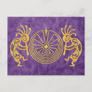 KOKOPELLI / MAN IN MAZE Gold + Ihre Ideen Postkarte