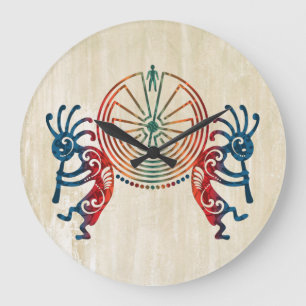 KOKOPELLI/MANN IM LABYRINTH + Ihre Ideen Große Wanduhr