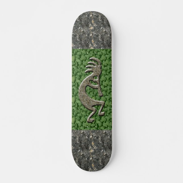 Kokopelli - Marmor- u. grünes Felsenmuster Skateboard (Vorne)