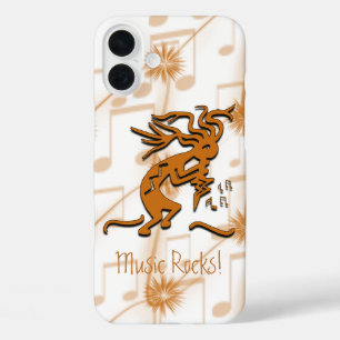 Kokopelli Merrymaker Musiker mit Musikhinweisen iPhone 16 Plus Hülle
