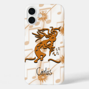 Kokopelli Merrymaker Musiker mit Musikhinweisen iPhone 16 Plus Hülle