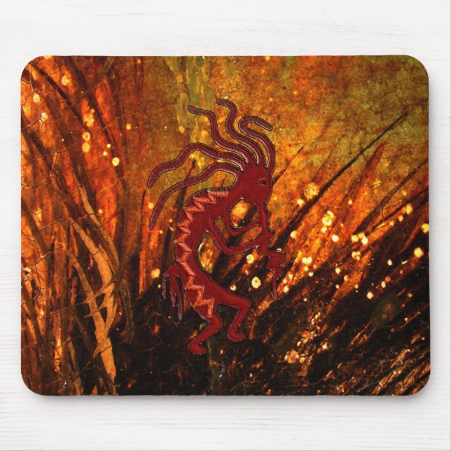 Kokopelli mit Leuchtkäfern Mousepad (Vorne)