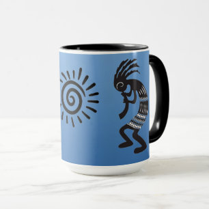 Kokopelli mit nativem amerikanischem Sonnensymbol Tasse
