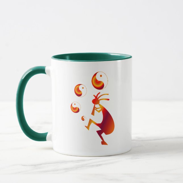 Kokopelli mit Red Yin Yang Tasse (Links)