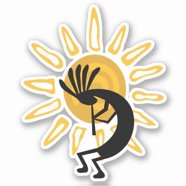 Kokopelli mit Sun Gold Vinyl Sticker (Vorderseite)