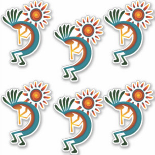 Kokopelli mit Sun Group von 6 Vinyl Aufkleber