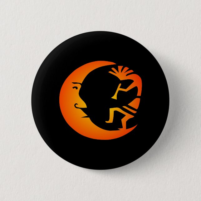 Kokopelli Mond-Schwarz Button (Vorderseite)