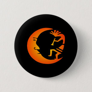 Kokopelli Mond-Schwarz Button