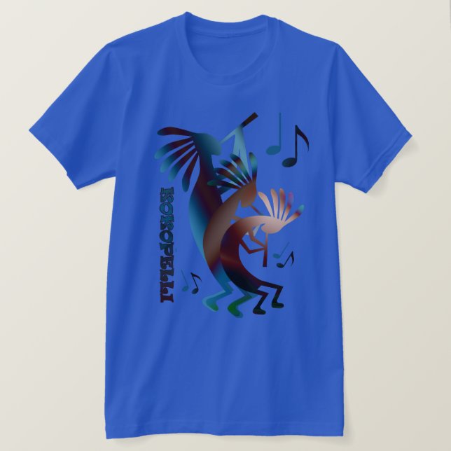 Kokopelli Music Dance Royal Blue T T-Shirt (Design vorne)