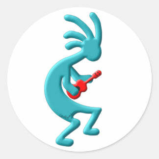 Kokopelli Native American Ukulele Runder Aufkleber
