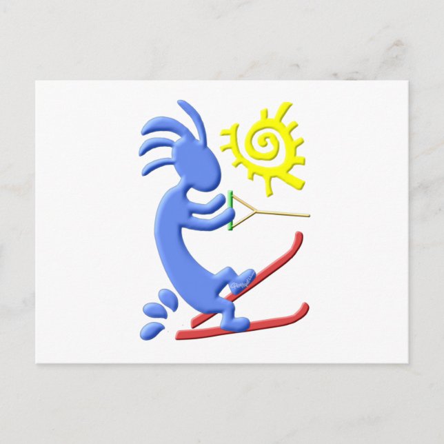 Kokopelli Native American Waterskier Postkarte (Vorderseite)