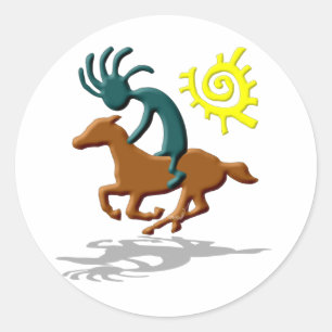 Kokopelli Pony Runder Aufkleber