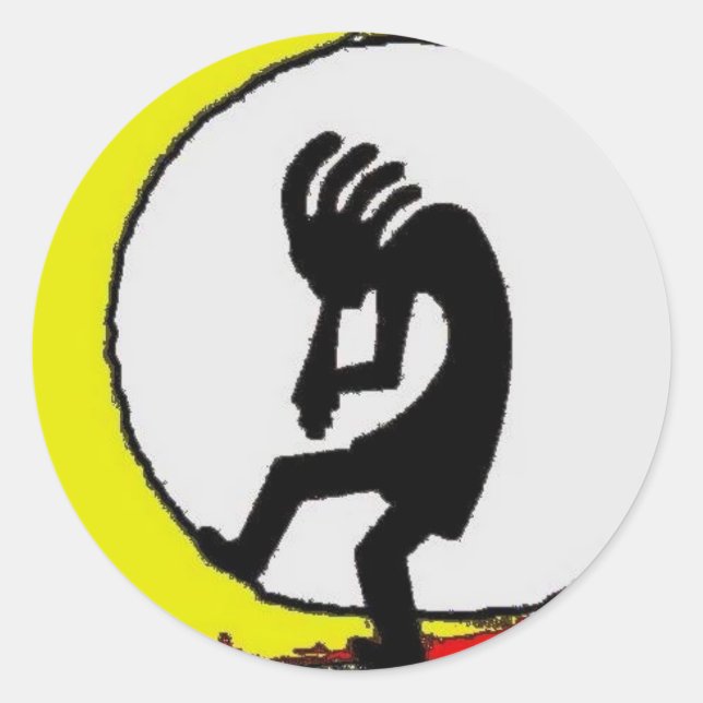 Kokopelli Runder Aufkleber (Vorderseite)