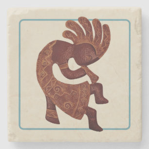 Kokopelli, Rust Outlines, Südwesten Steinuntersetzer