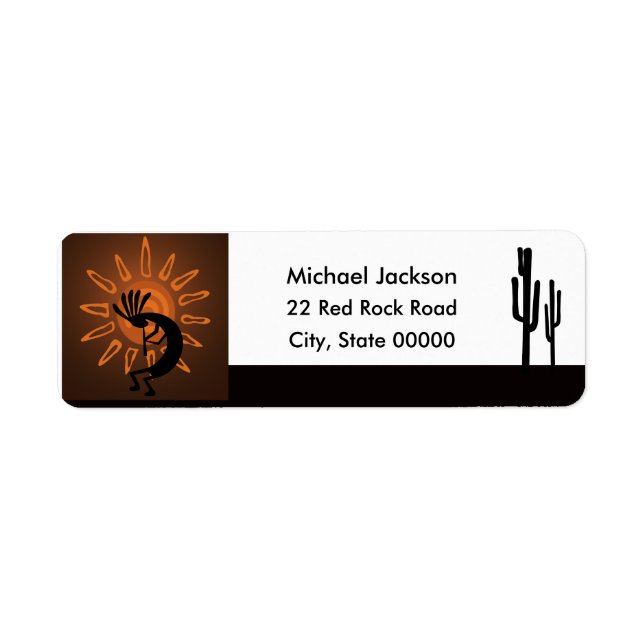 Kokopelli Rustic Brown Return Address Label (Vorne)
