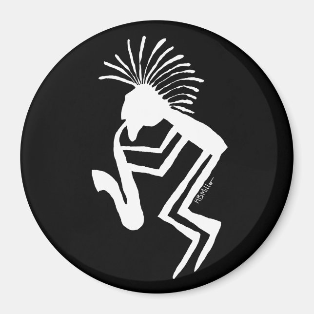 Kokopelli Saxaphone Player Petroglyph Magnet (Vorne)