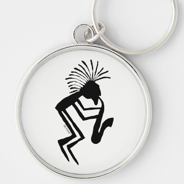 Kokopelli Saxaphone Player Petroglyph Schlüsselanhänger (Vorne)