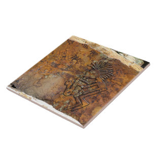 Kokopelli Saxaphone Spieler-Petroglyphe Fliese