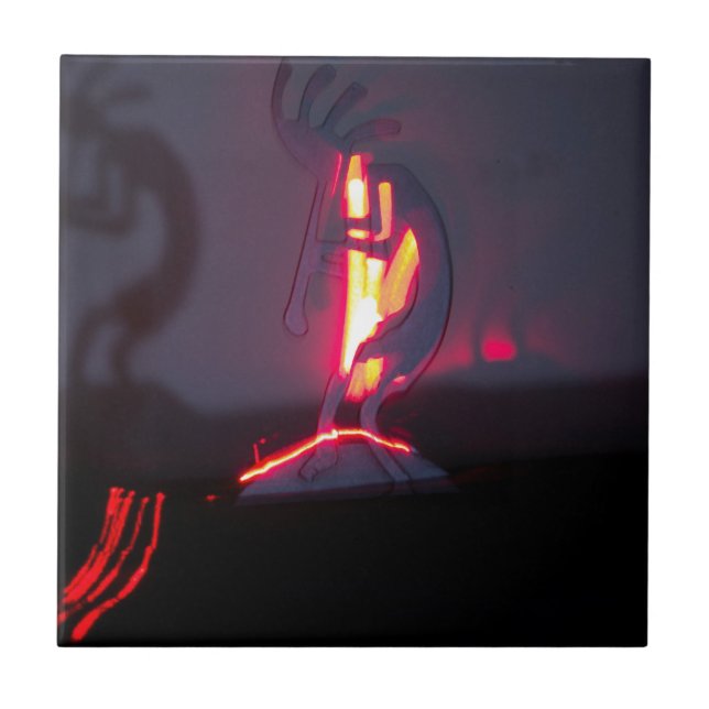 Kokopelli Schatten und Feuer Fliese (Vorderseite)