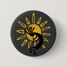 Kokopelli Southwest Gold Sun Button