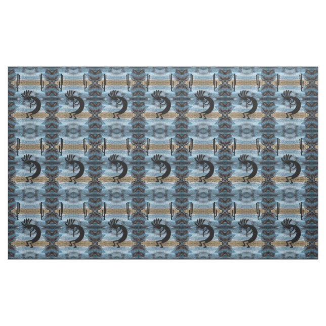 Kokopelli Southwest Wüste Mosaic Blue Stoff (Yard (91,4 cm))