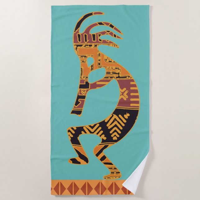 Kokopelli Southwestern Beach Handtuch (Vorderseite)