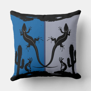 Kokopelli Southwestern Desert Lizards Throw Pillow Kissen