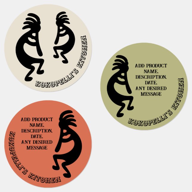 Kokopelli Southwestern Tan Sage Terrakotta Set von Etiketten (Gruppe)