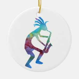 Kokopelli spielt das Saxophon Keramikornament