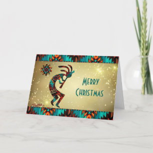 Kokopelli spielt die Flöte Weihnachtskarte Feiertagskarte