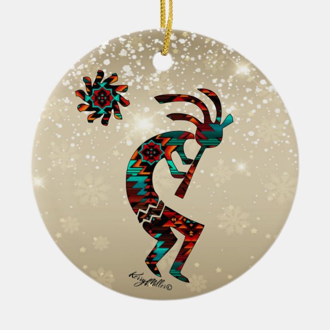 KOKOPELLI SPIELT DIE FLUTE KERAMIK ORNAMENT (Vorne)