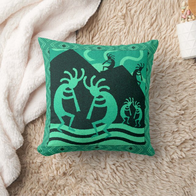 Kokopelli Südwest Türkis und Schwarz Kissen (Decke)