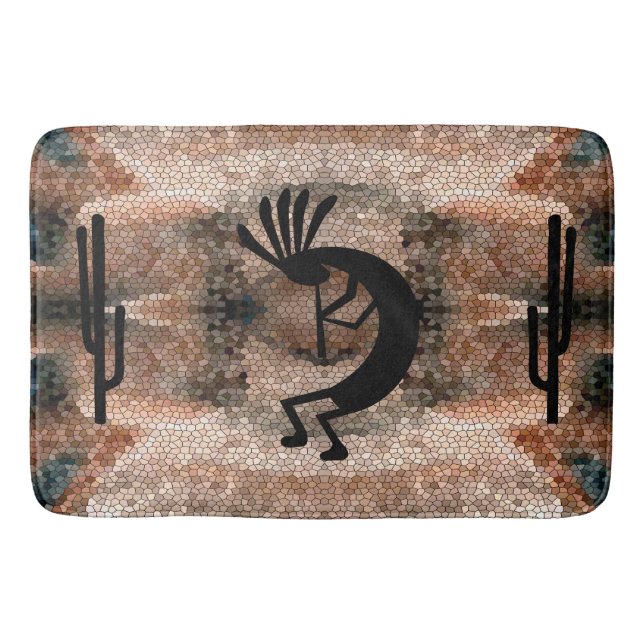 Kokopelli Südwest Wüste Mosaik Badematte (Vorderseite)