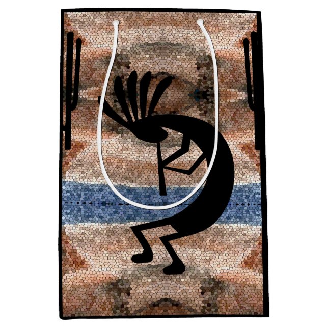 Kokopelli Südwest Wüste Mosaik Mittlere Geschenktüte (Vorderseite)