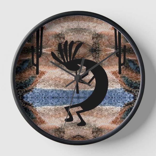 Kokopelli Südwest Wüste Mosaik Uhr (Vorderseite)