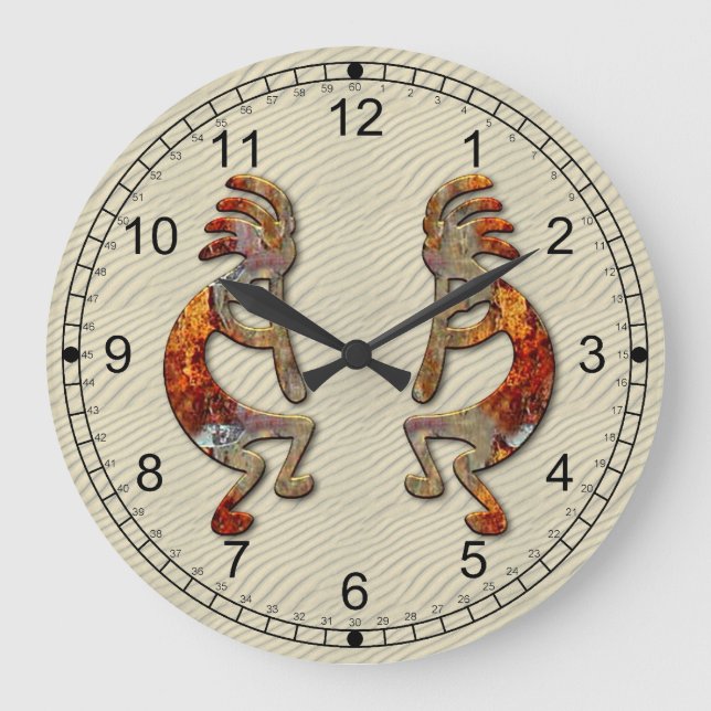 Kokopelli südwestlicher Wanduhr-Entwurf Große Wanduhr (Vorderseite)