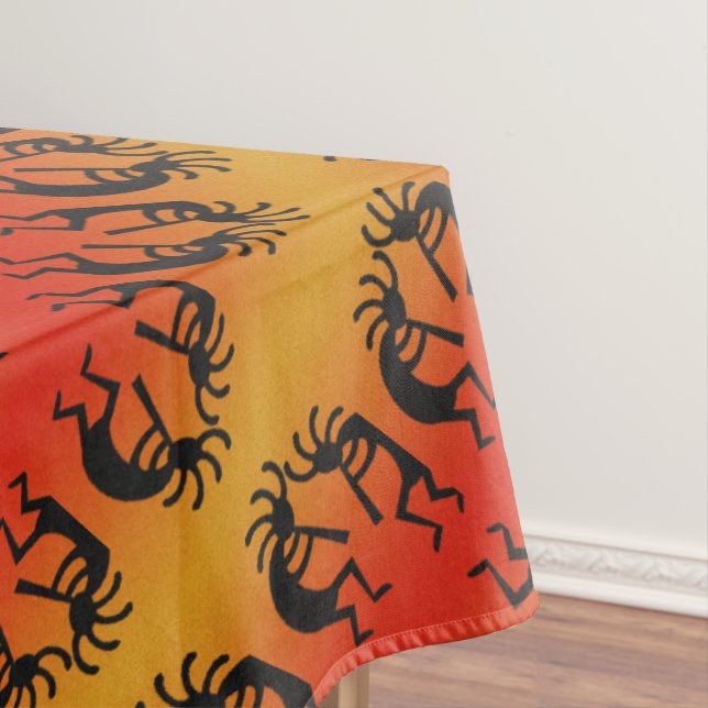 Kokopelli Südwestpattern Gelbes Schwarzes Orange Tischdecke (Beispiel)