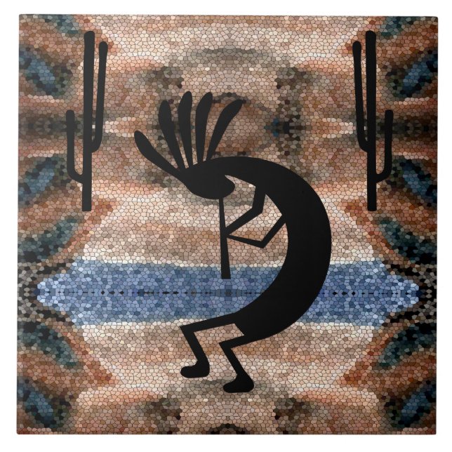 Kokopelli Südwestwüste Mosaic 6" Fliese (Vorderseite)