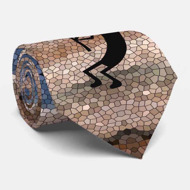Kokopelli Südwestwüste Mosaic Brown Krawatte (Gerollt)