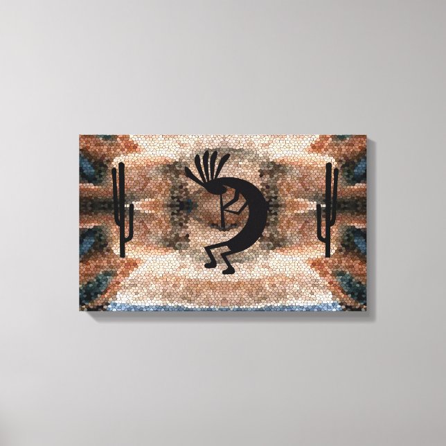 Kokopelli Südwestwüste Mosaik 19,5 x 12 Leinwanddruck (Vorderseite)